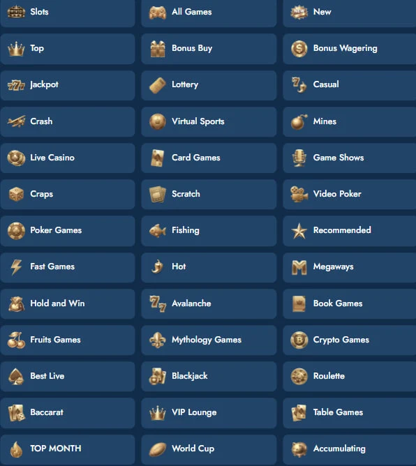 sherluck casino categories